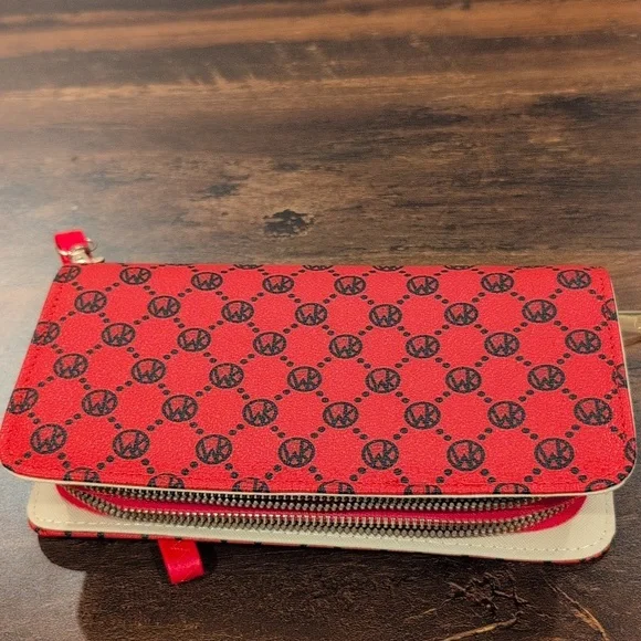 Wendykeen Red Pattern Wristlet Wallet Compartments - Picture 6 of 7